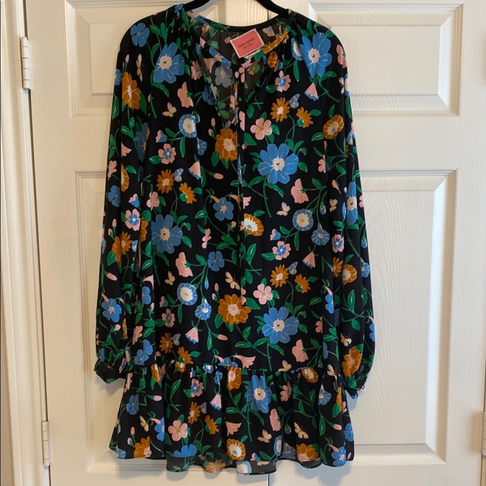 Kate Spade Floral Shift Dress with Ruffle Hem